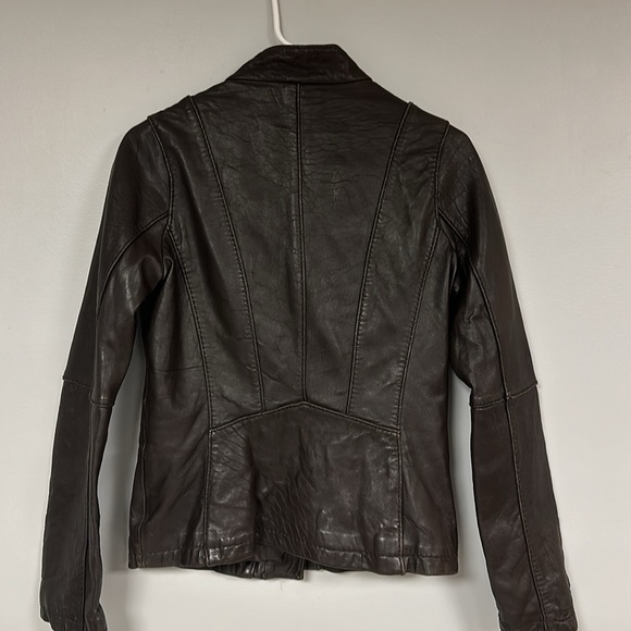 Michael Kors Rich Brown Leather Moto Jacket Size S/P Buttery Soft, lined, bronze - Picture 4 of 15